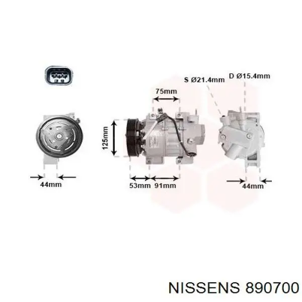 Компрессор кондиционера 890700 Nissens