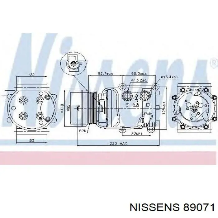 Компрессор кондиционера 3908651 Ford