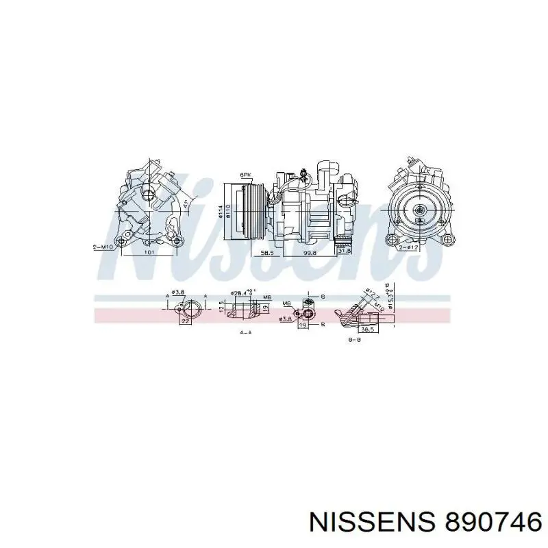 Компрессор системы кондиционирования Nissens 890746 цена, от 366.38 USD