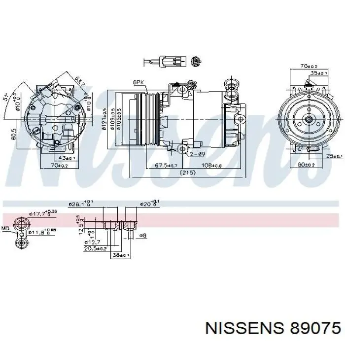 Компрессор кондиционера 89075 Nissens