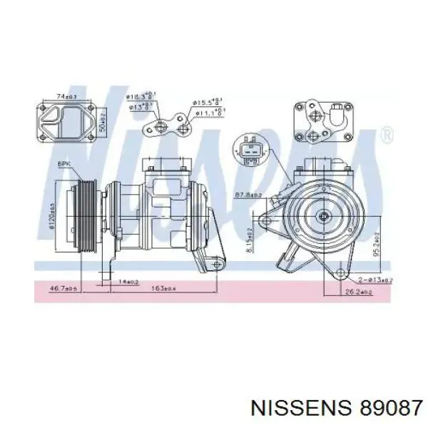 Compresor de aire acondicionado 89087 Nissens