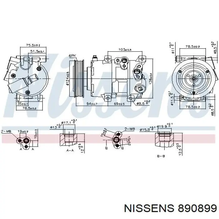 Компрессор системы кондиционирования Nissens 890899 цена, от 345.58 USD