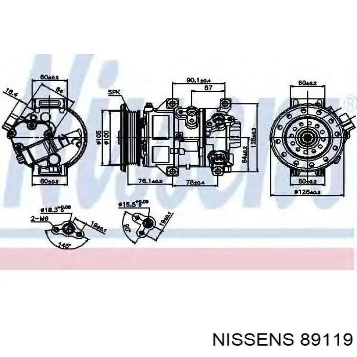 Компрессор системы кондиционирования Nissens 89119 цена, от 313.60 USD