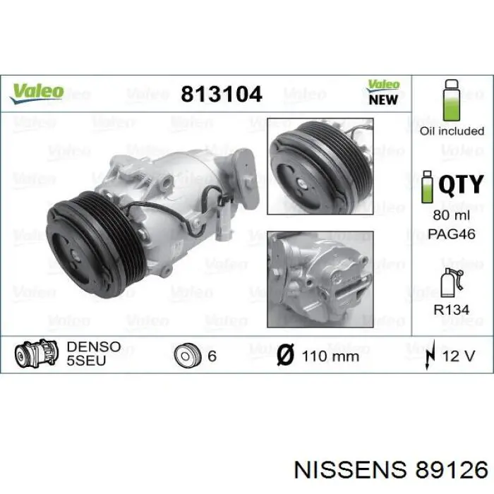 89126 Nissens Компрессор хладагента