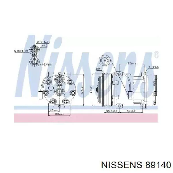 Компрессор системы кондиционирования Nissens 89140 цена, от 232.96 USD