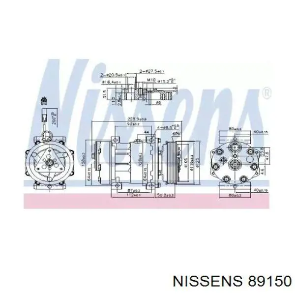 Компрессор кондиционера 89150 Nissens