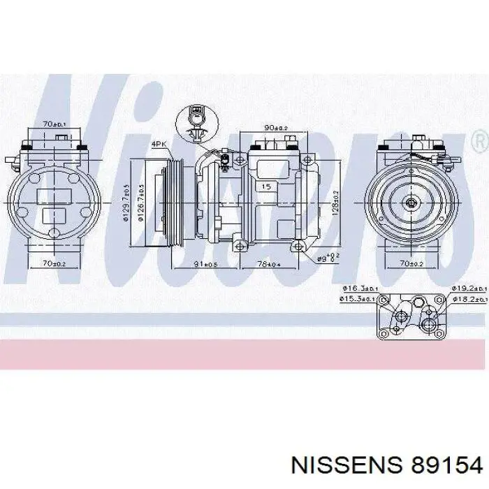 Compresor de aire acondicionado 89154 Nissens