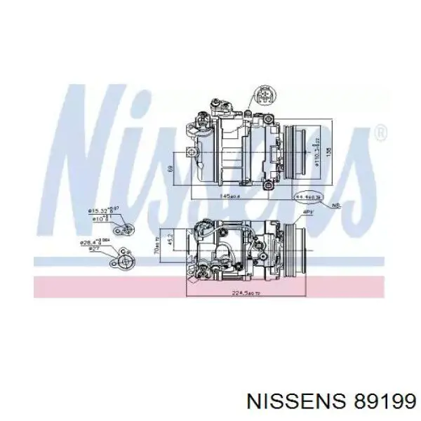 Compresor de aire acondicionado 89199 Nissens