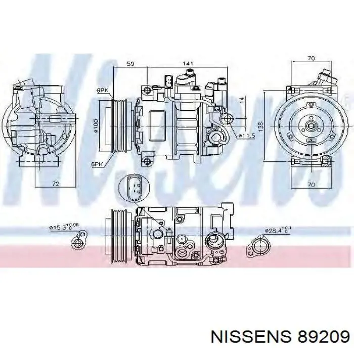 Компрессор кондиционера 89209 Nissens