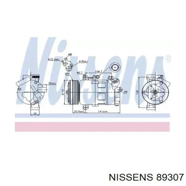 Купить 89307 Nissens Компрессор климатической установки
