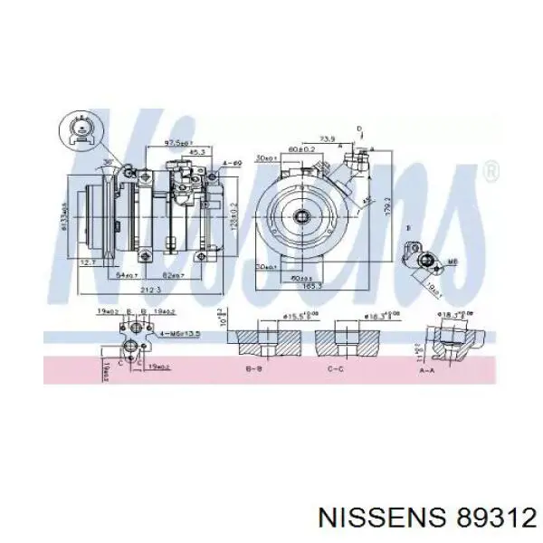 Компрессор системы кондиционирования Nissens 89312 цена, от 304.38 USD