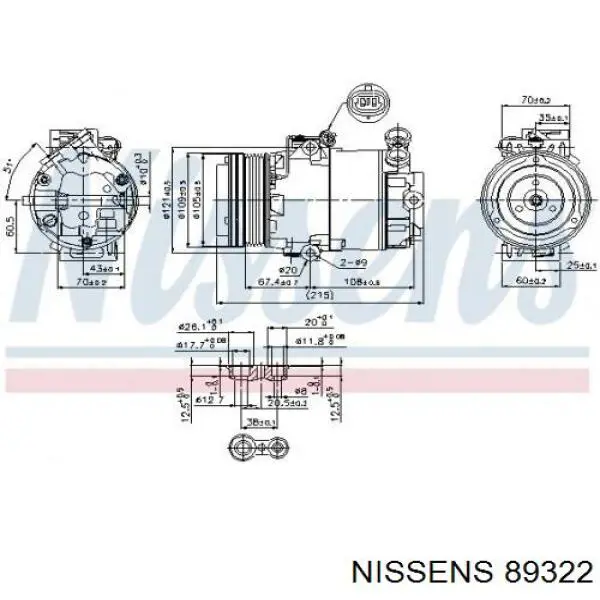Компрессор системы кондиционирования Nissens 89322 цена, от 216.03 USD