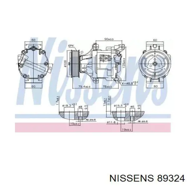 Compresor de aire acondicionado 89324 Nissens