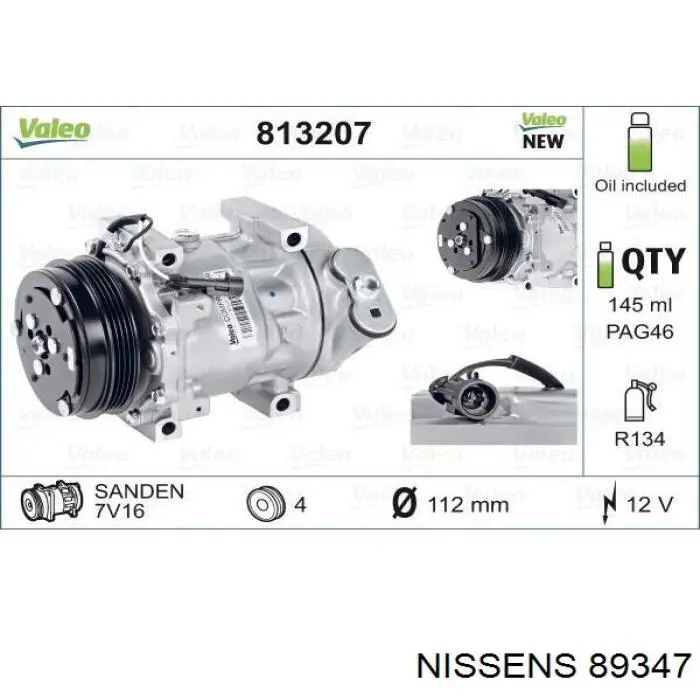 Купить 89347 Nissens Компрессор климатической установки