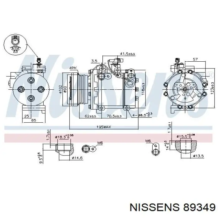 Compresor de aire acondicionado 89349 Nissens