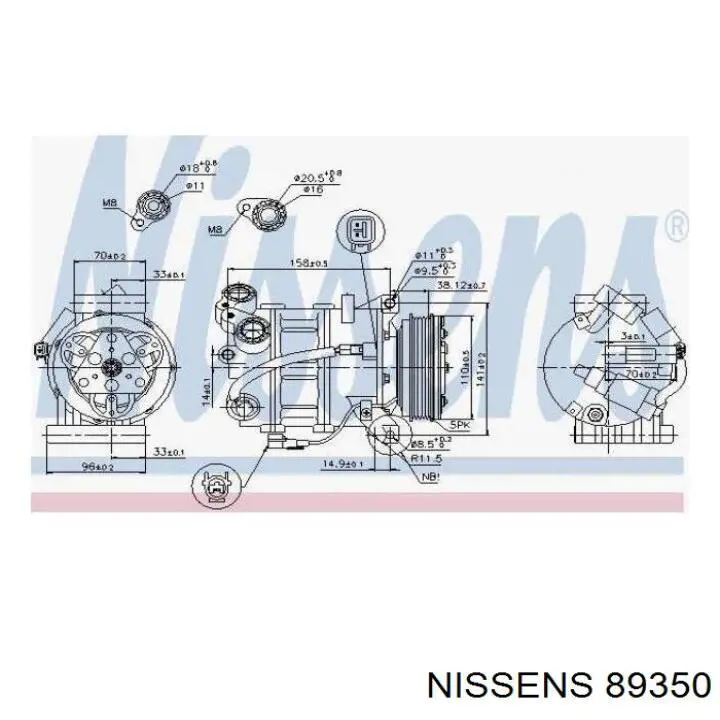 Компрессор кондиционера 89350 Nissens