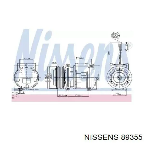 Компрессор кондиционера 89355 Nissens