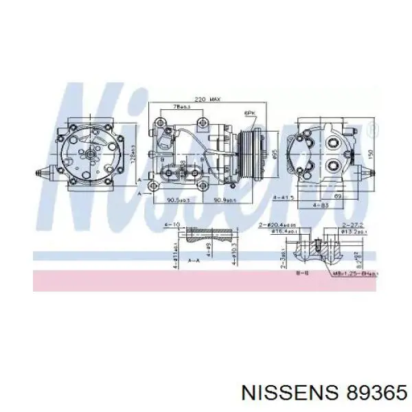 Компрессор кондиционера 89365 Nissens