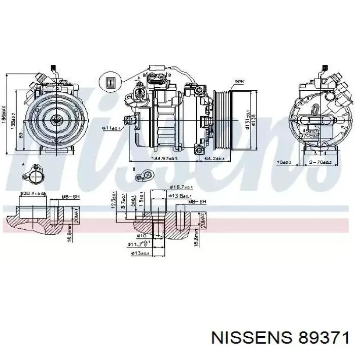 Компрессор кондиционера 89371 Nissens