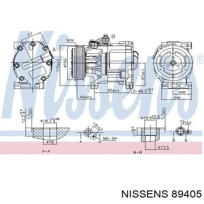 Compresor de aire acondicionado 89405 Nissens