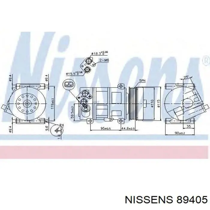 Компрессор кондиционера 89405 Nissens