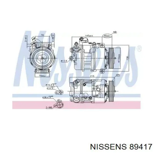 Компрессор системы кондиционирования Nissens 89417 цена, от 350.02 USD
