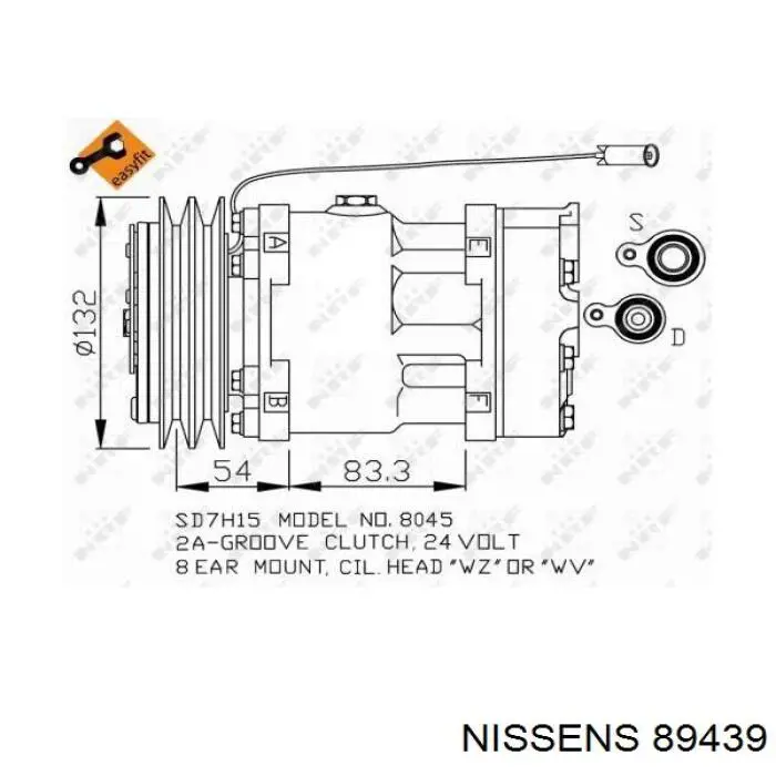 Компрессор кондиционера 89439 Nissens