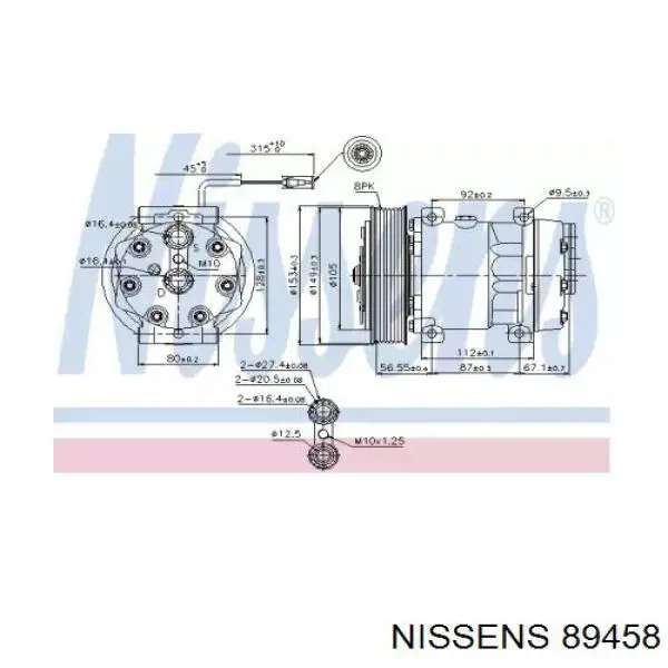 Компрессор кондиционера 89458 Nissens