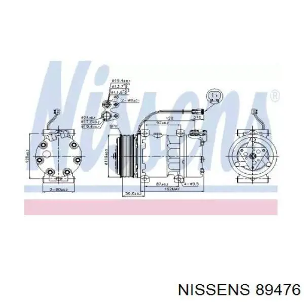 89476 Nissens compressor de aparelho de ar condicionado