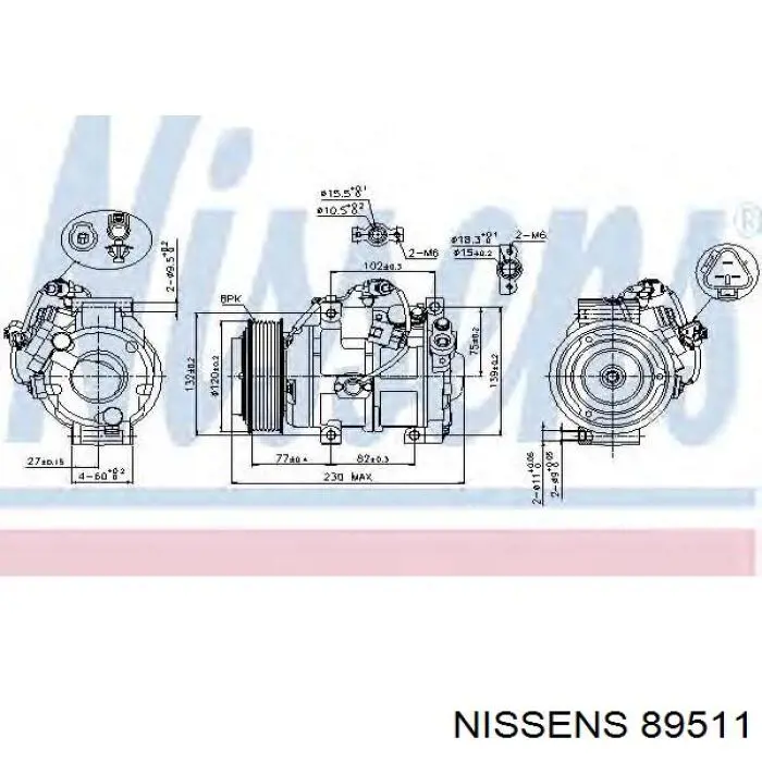 Compresor de aire acondicionado 89511 Nissens