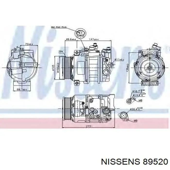 Compresor de aire acondicionado 89520 Nissens