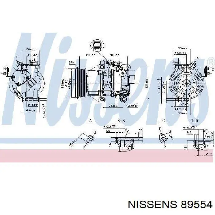Compresor de aire acondicionado 89554 Nissens