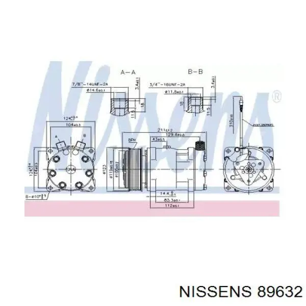 Компрессор кондиционера 82008689 NEW Holland