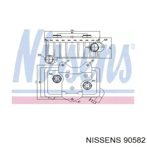 Радиатор масляный (холодильник), под фильтром 90582 Nissens