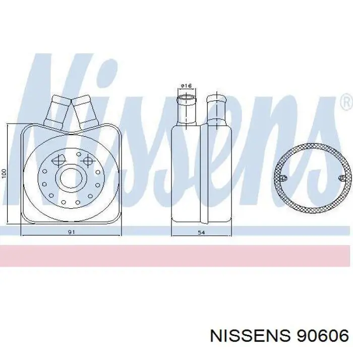 Radiador de aceite, bajo de filtro 90606 Nissens
