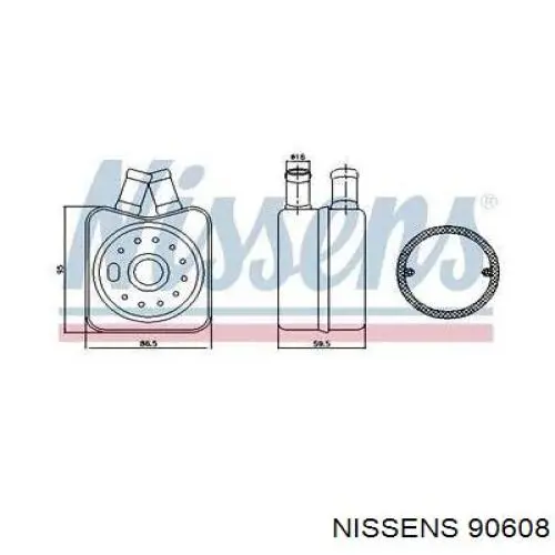 Radiador de aceite, bajo de filtro 90608 Nissens