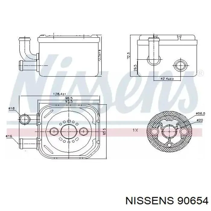 90654 Nissens радиатор масляный (холодильник, под фильтром)