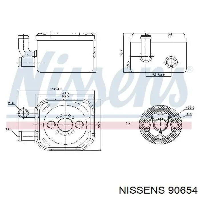 Radiador de aceite, bajo de filtro 90654 Nissens
