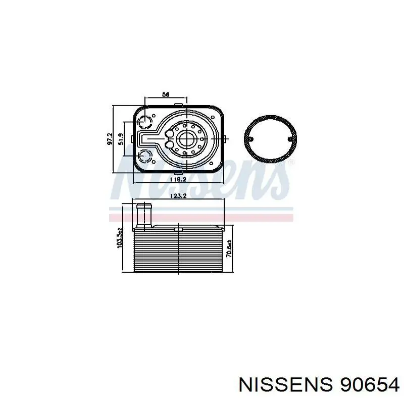 Купить 90654 Nissens Радиатор масляный (холодильник), под фильтром