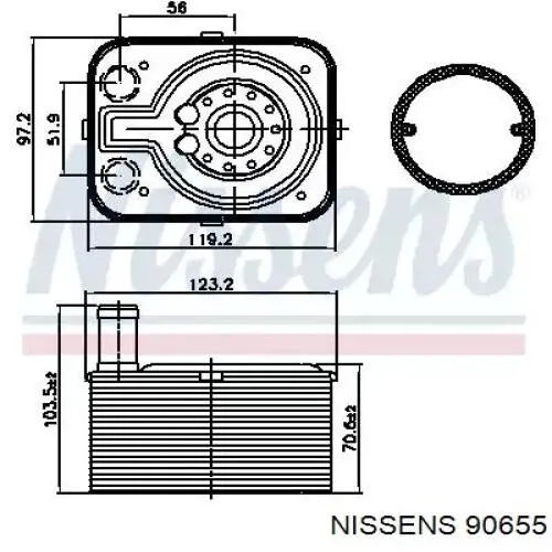 Radiador de aceite, bajo de filtro 90655 Nissens