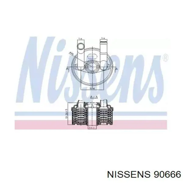 90666 Nissens радиатор масляный (холодильник, под фильтром)