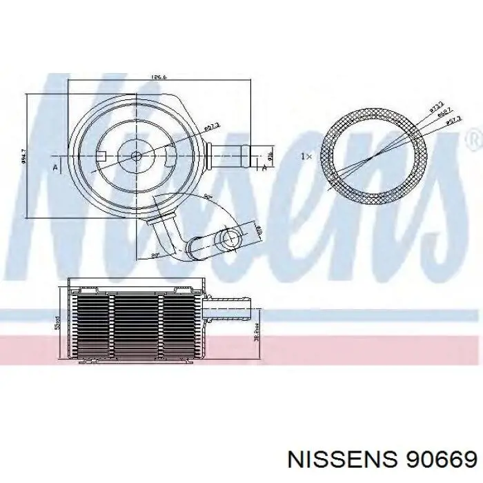 Радиатор масляный (холодильник), под фильтром 90669 Nissens