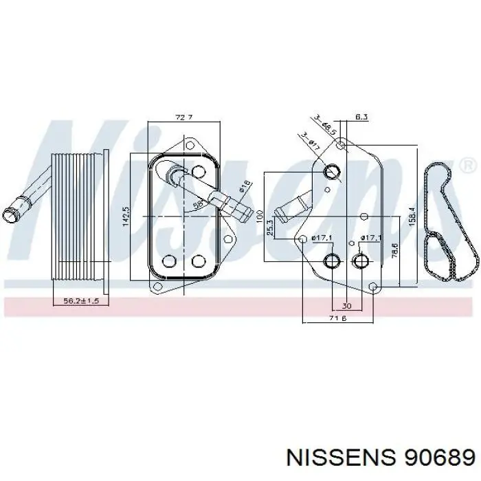 Radiador de aceite, bajo de filtro 90689 Nissens