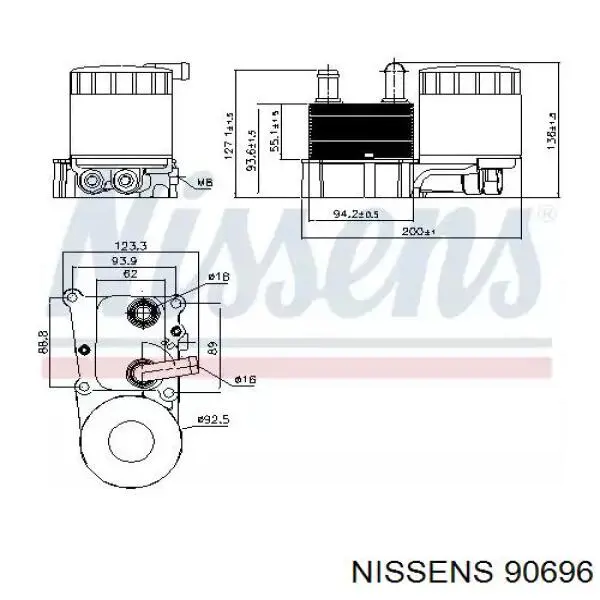 90696 Nissens радиатор масляный (холодильник, под фильтром)