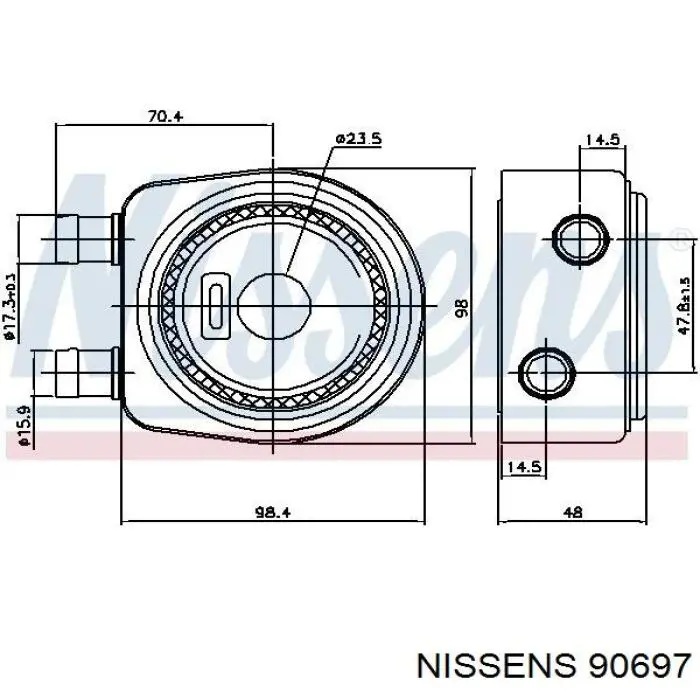 90697 Nissens Радиатор масляный (холодильник) под фильтром