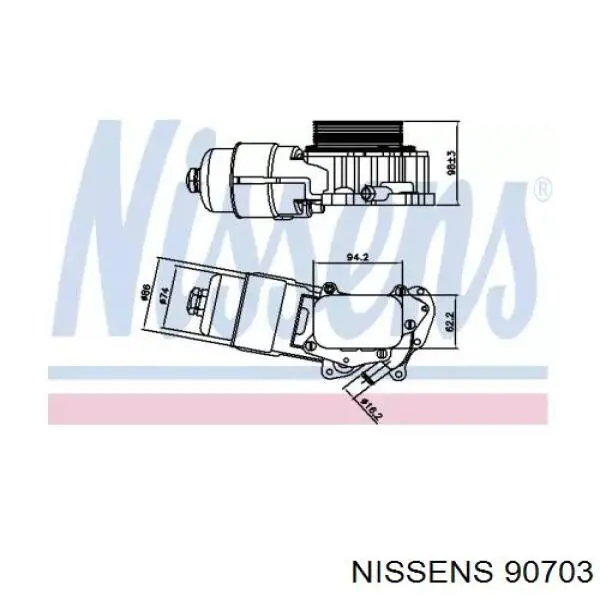 90703 Nissens caixa do filtro de óleo