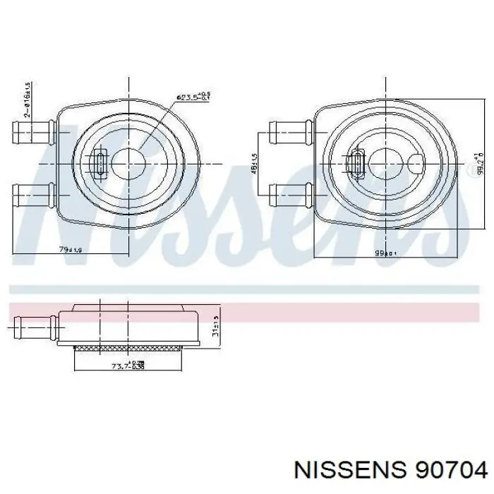 Радиатор масляный (холодильник), под фильтром 90704 Nissens