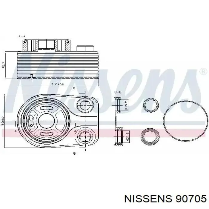 Radiador de aceite, bajo de filtro 90705 Nissens