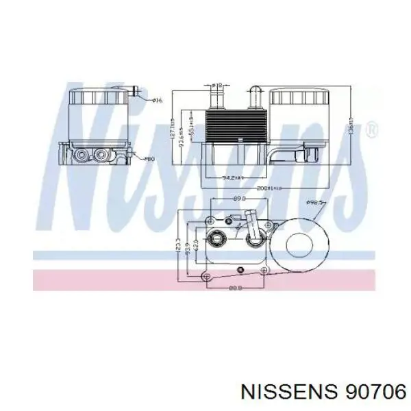 90706 Nissens радиатор масляный (холодильник, под фильтром)