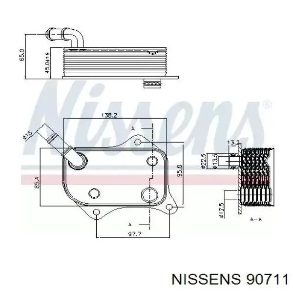 90711 Nissens радиатор масляный (холодильник, под фильтром)